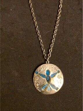 Vintage Roma Silver Plated Turquoise Pendant Necklace